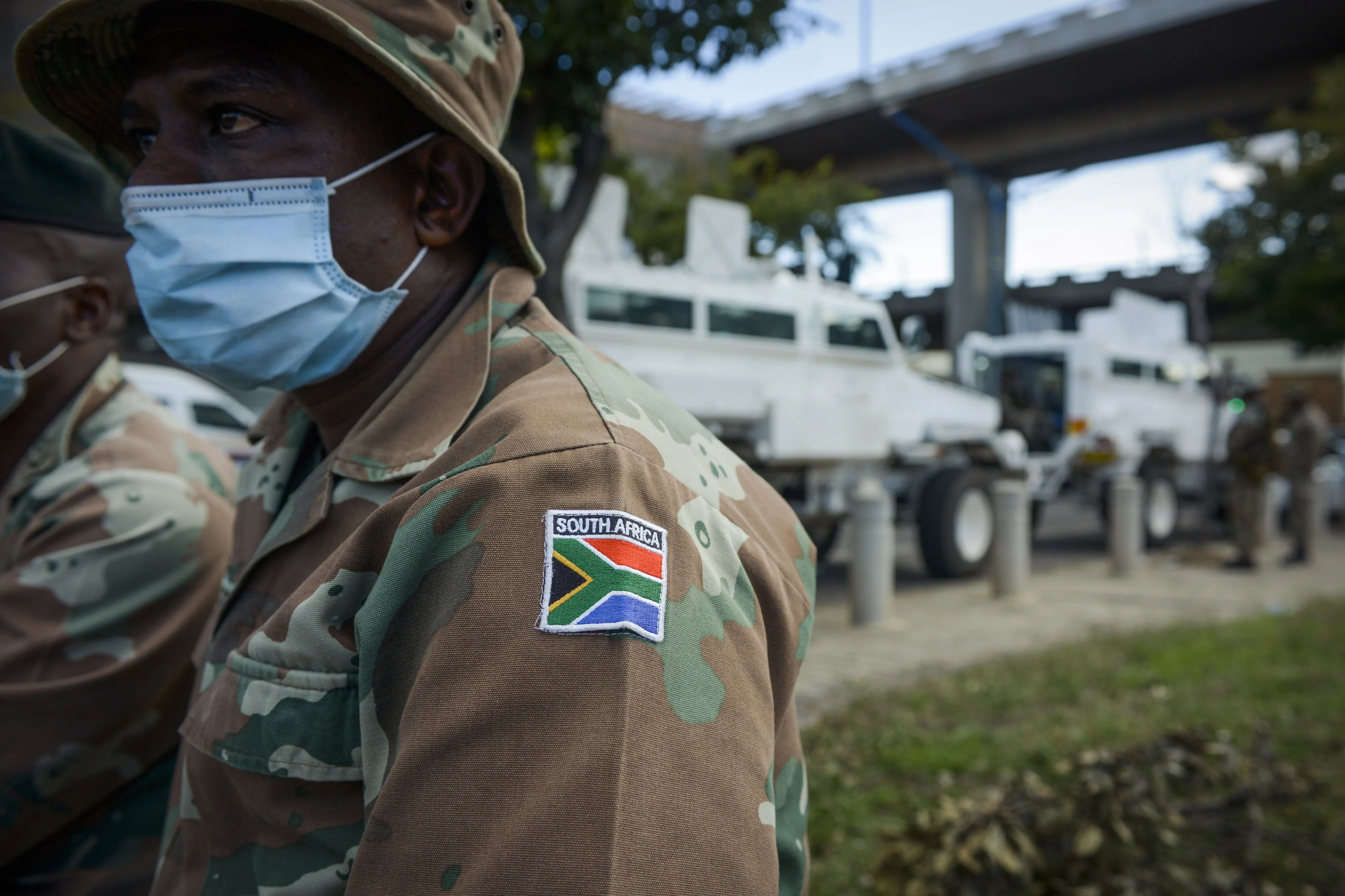 South African Army Patrol Johannesburg's Central Business District