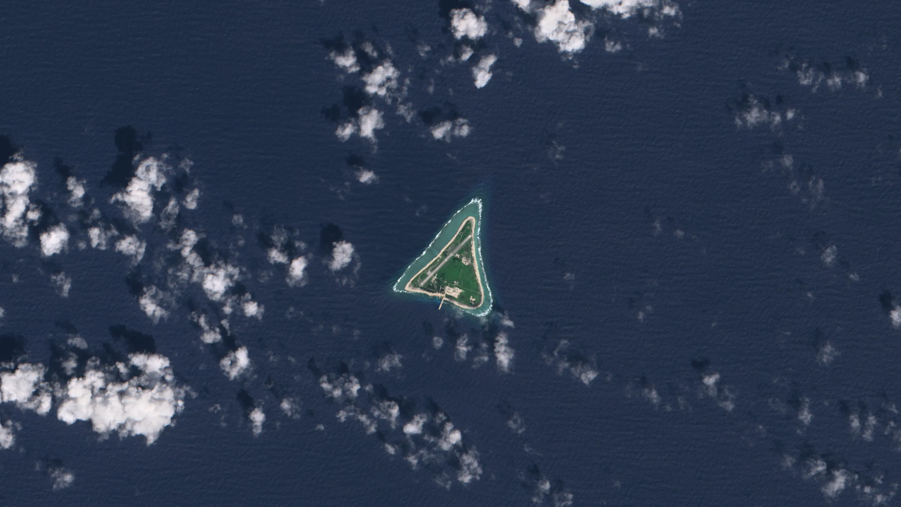 Satellite view of Minamitorishima Island.