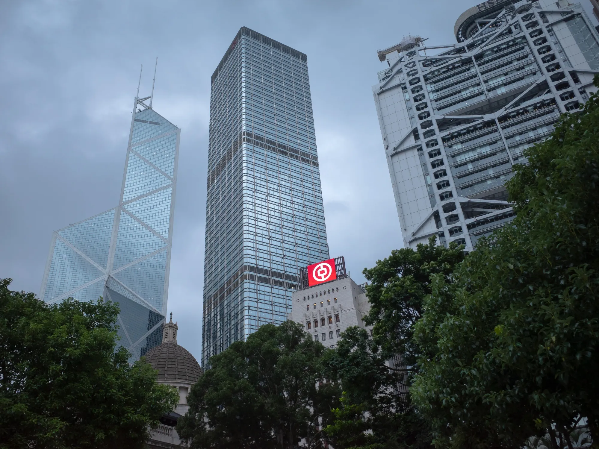 The Bank of China Tower, from left, Cheung Kong Center, Bank of China building and HSBC Holdings Plc headquarters building in Hong Kong, China, on Friday, Sept. 25, 2020. Hong Kong's economy has been rocked by anti-government protests in 2019 and the pandemic this year.