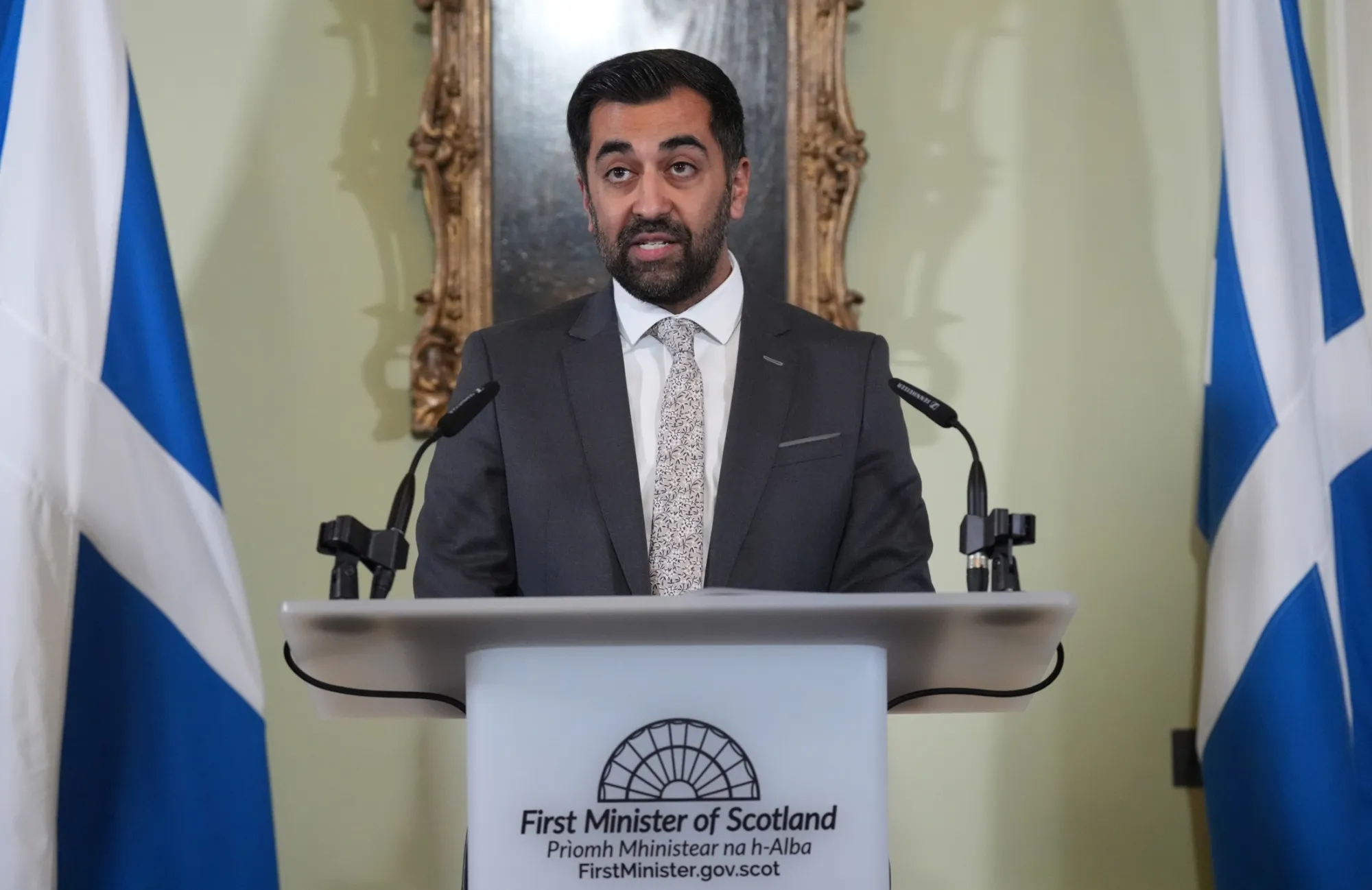 Humza Yousaf at Bute House, Edinburgh on April 29.