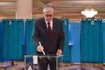Kassym-Jomart Tokayev casts his ballot at a polling station during on June 9. 