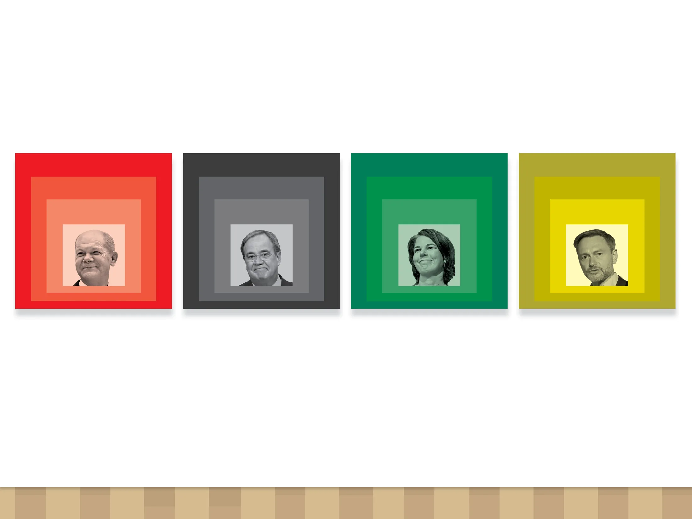 From left, Olaf Scholz, Armin Laschet, Annalena Baerbock, and Christian Lindner.