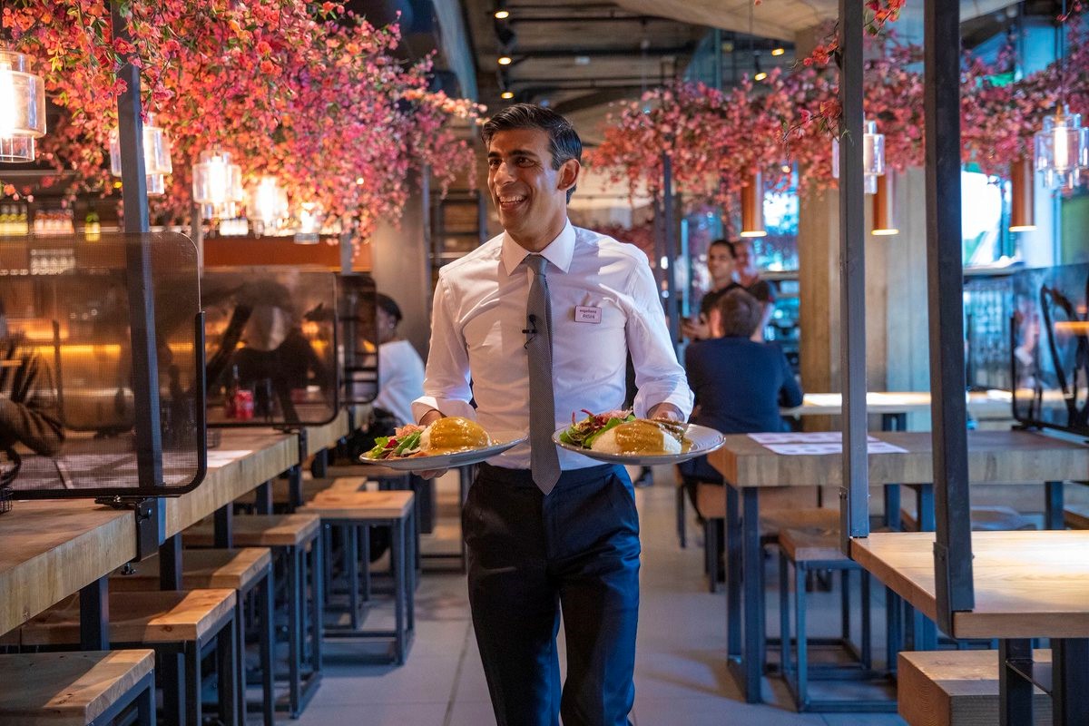 Rishi Sunak formally launches government’s Eat Out to Help Out program in July 2020.