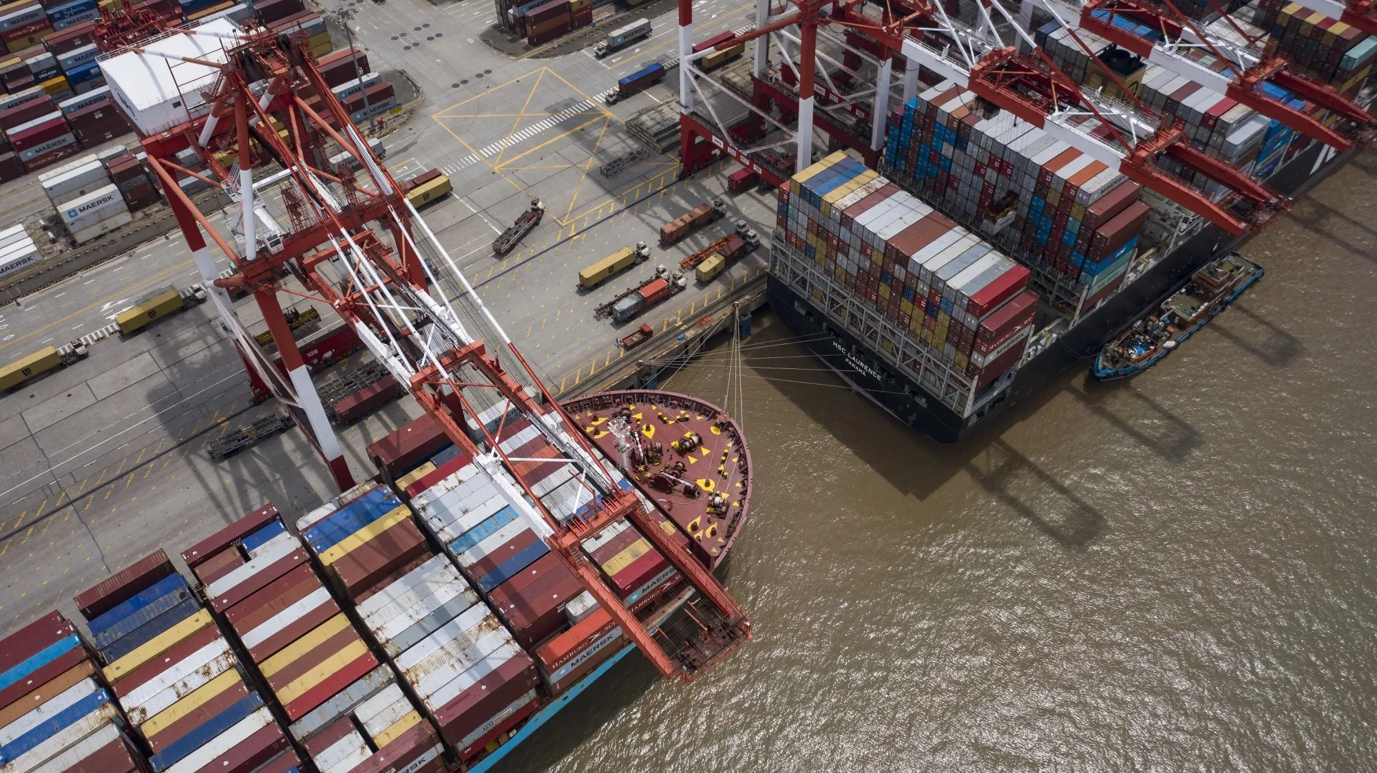 Container vessels at the Yangshan Deepwater Port in Shanghai in July.