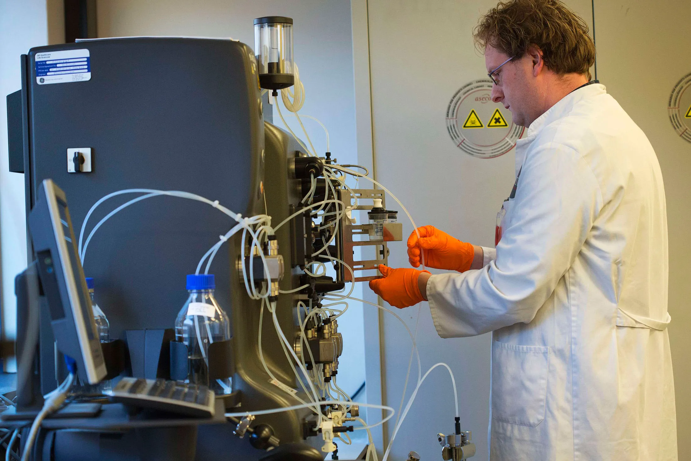 Purifying gene therapy drug Glybera at UniQure in Amsterdam.
