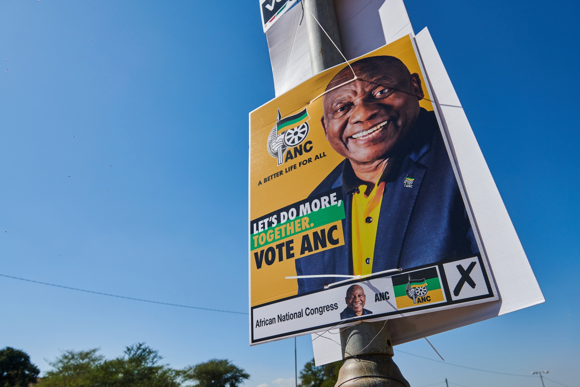 An election poster for the ANC's Cyril Ramaphosa in Pretoria, South Africa.