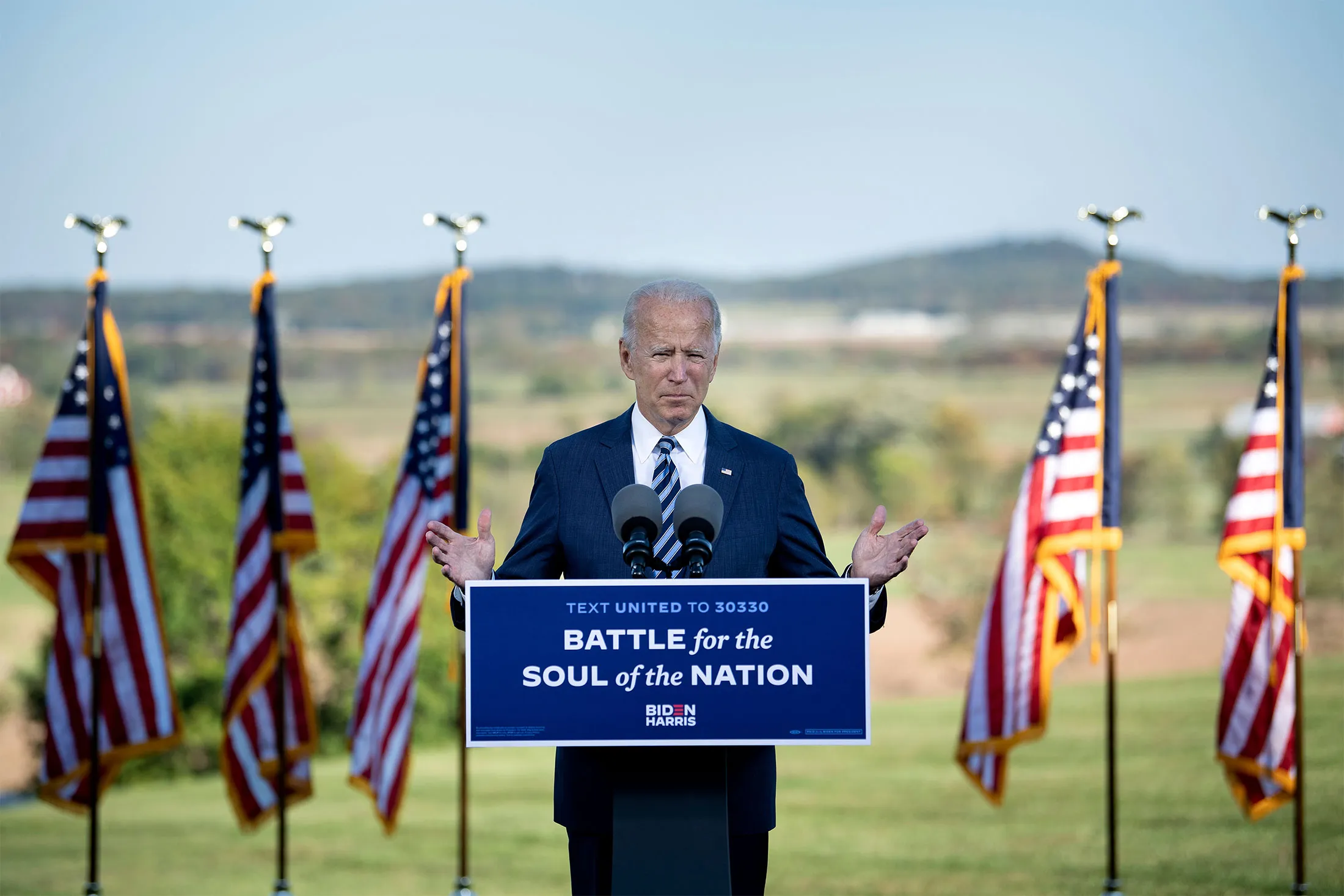 Joe Biden speaks in Gettysburg, Pennsylvania, on Oct. 6.