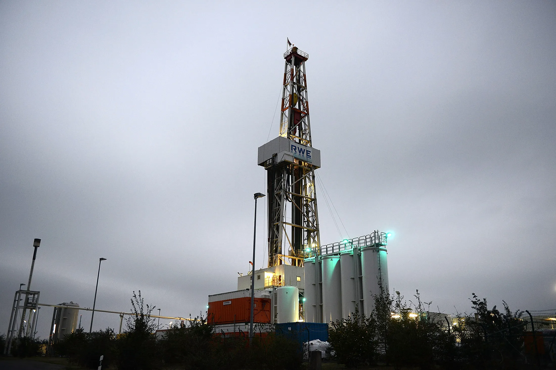 An RWE drilling rig near Walle, Germany.