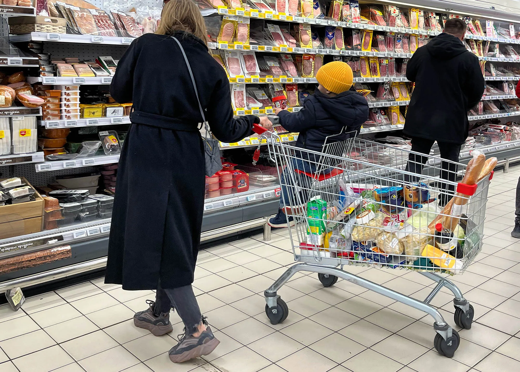 A supermarket in Aviapark shopping center in Moscow.