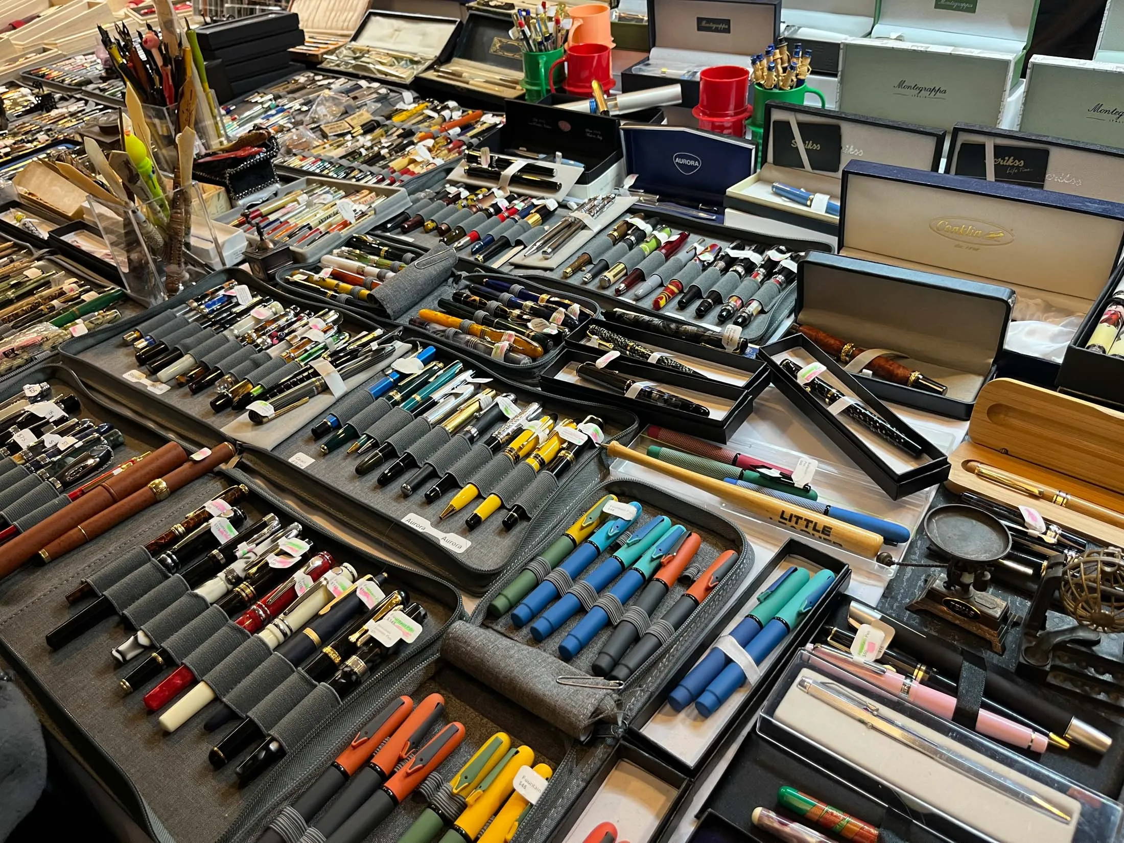 New and vintage fountain pens displayed for sale at the Empire State Pen Show on Oct. 11.