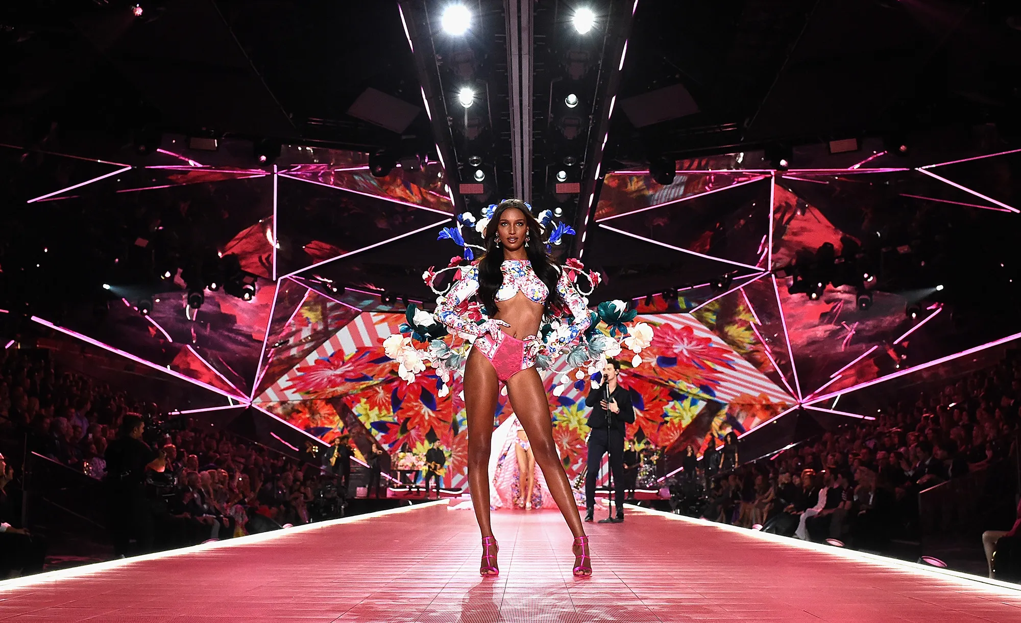 A model on the runway during the 2018 Victoria’s Secret Fashion Show at Pier 94 on November 8, 2018 in New York City.