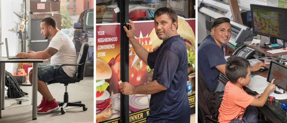 Miguel Ventura (left), Mohammed (no last name provided, center), and Johnathan David Bautista (right) share there perspectives on what it takes to promote a bodega through design.
