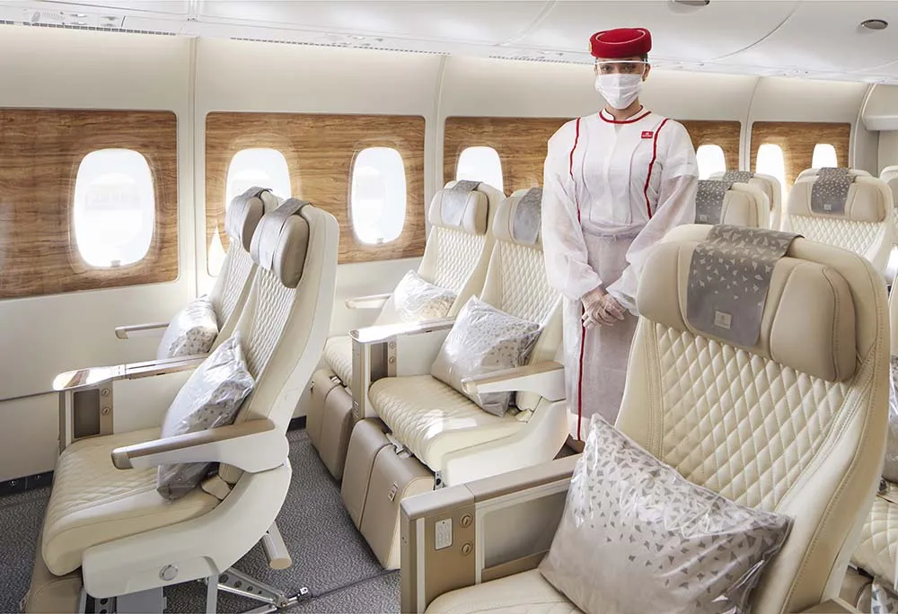 Emirates' new A380 with premium economy seats.