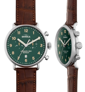 The Shinola Canfield Chrono in green.