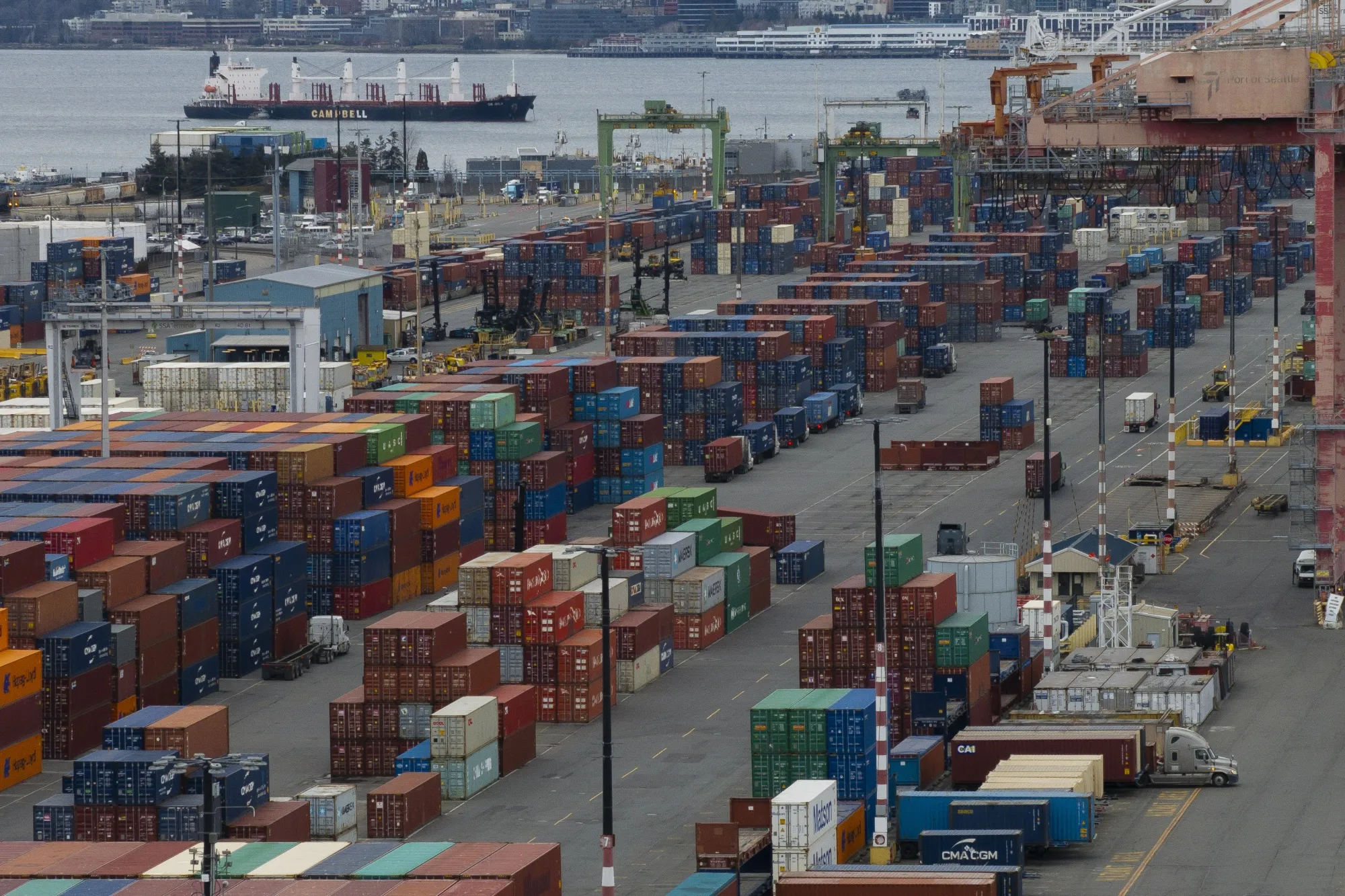 Shipping containers at the Port of Seattle, Washington: Will all this dry up?