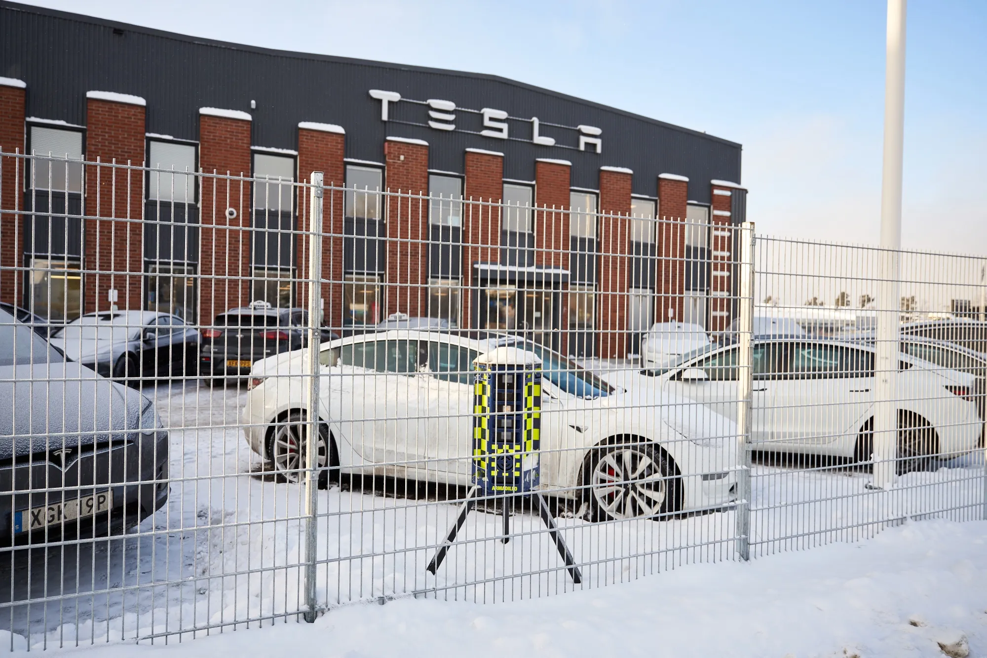 The Tesla Inc. automobile service center in Segeltorp, Sweden.