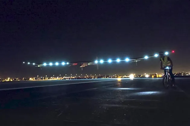 The Solar Impulse lands in Phoenix on the first leg of its "Across America 2013" tour