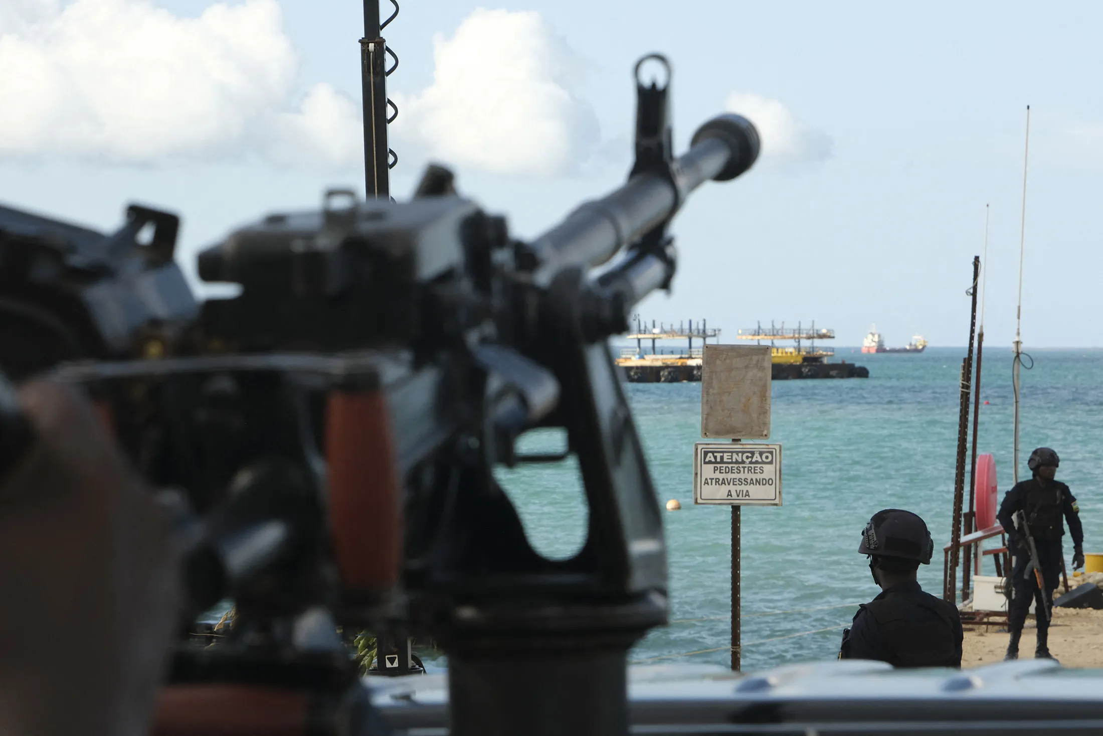 Rwandan soldiers guard The Total Mozambique LNG Project in Afungi in the Cabo Delgado province, Mozambique, in 2022.