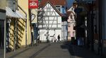 A man walks through an empty street of Bayreuth, southern Germany, on April 2.