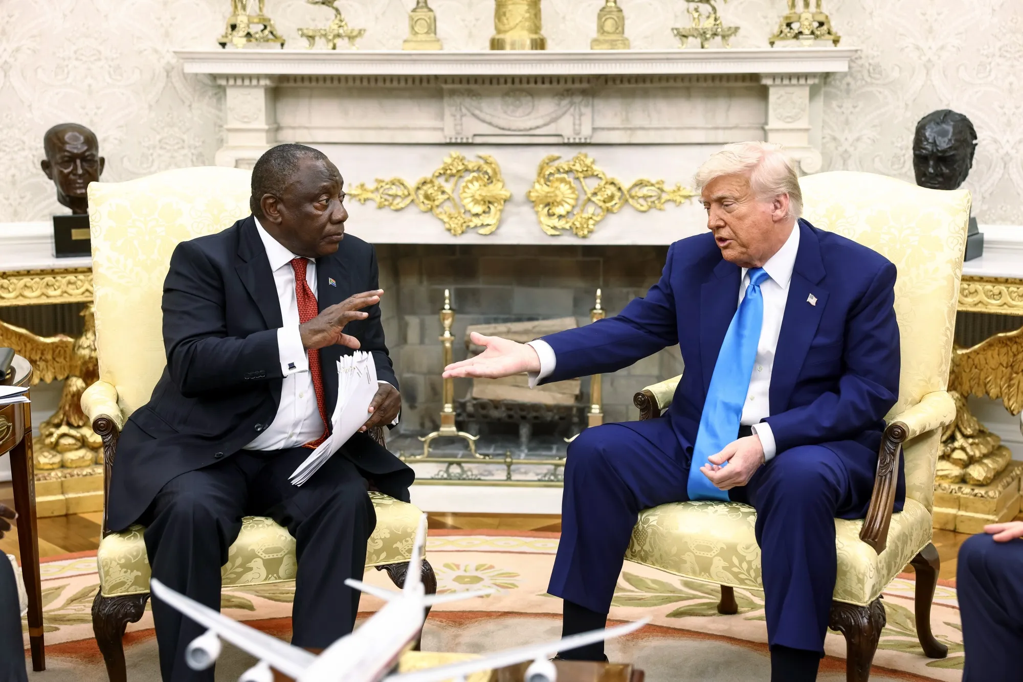 US President Donald Trump and South Africa's President&nbsp;Cyril Ramaphosa&nbsp;during a meeting in the Oval Office of the White House in Washington on&nbsp;May 21.
