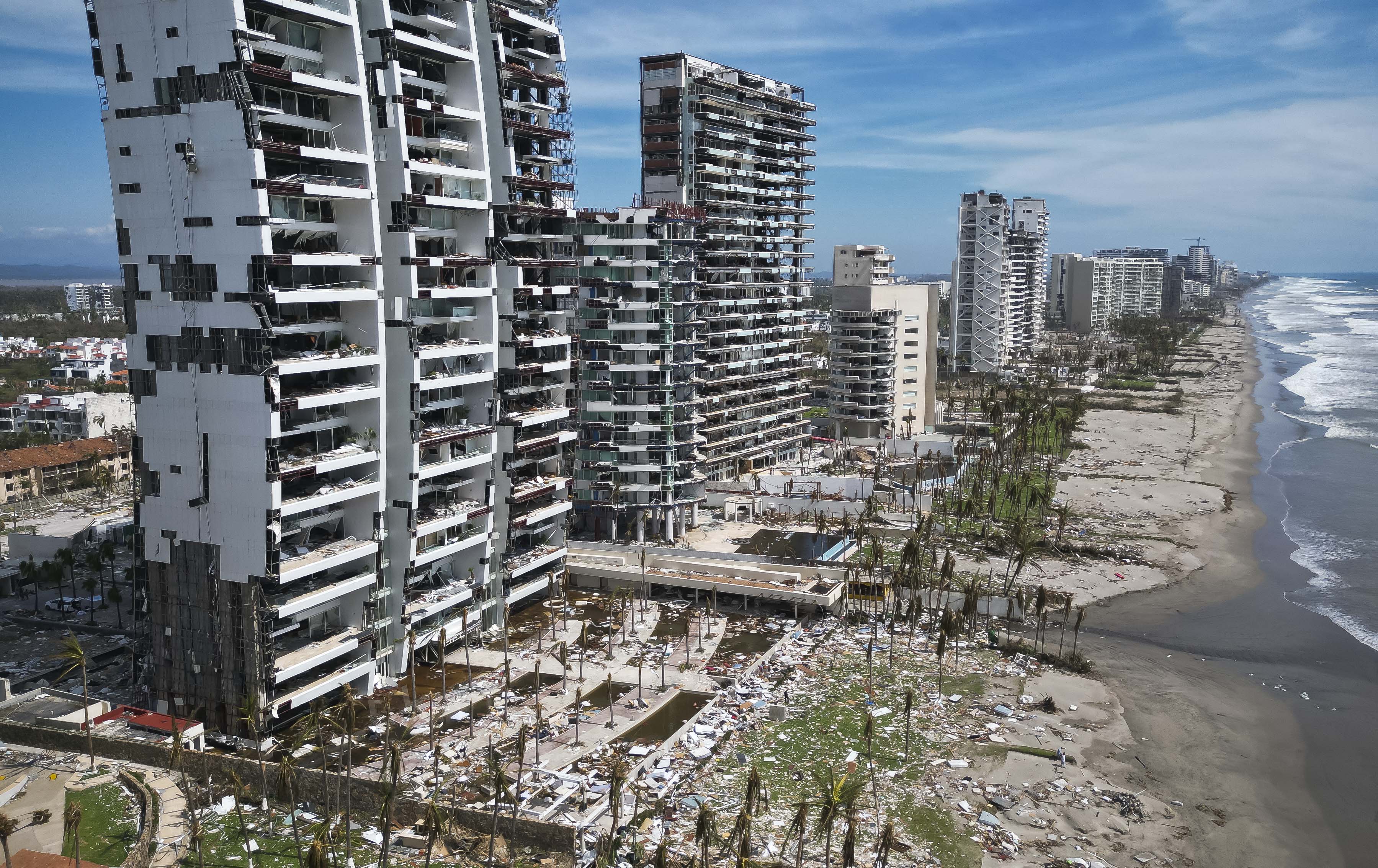 Damage caused by Hurricane Otis in Acapulco, Mexico.