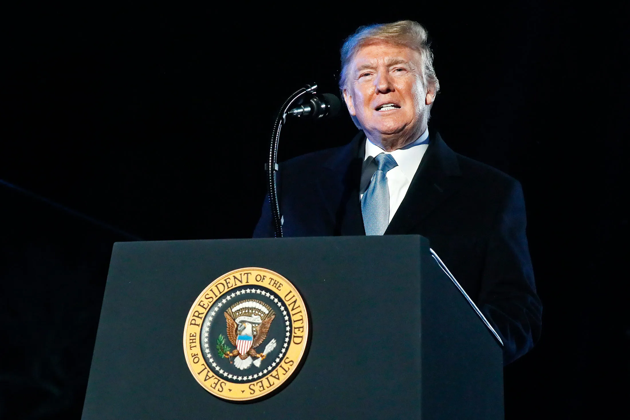 President Donald Trump speaks at the 97th Annual National Christmas Tree Lighting Ceremony&nbsp;