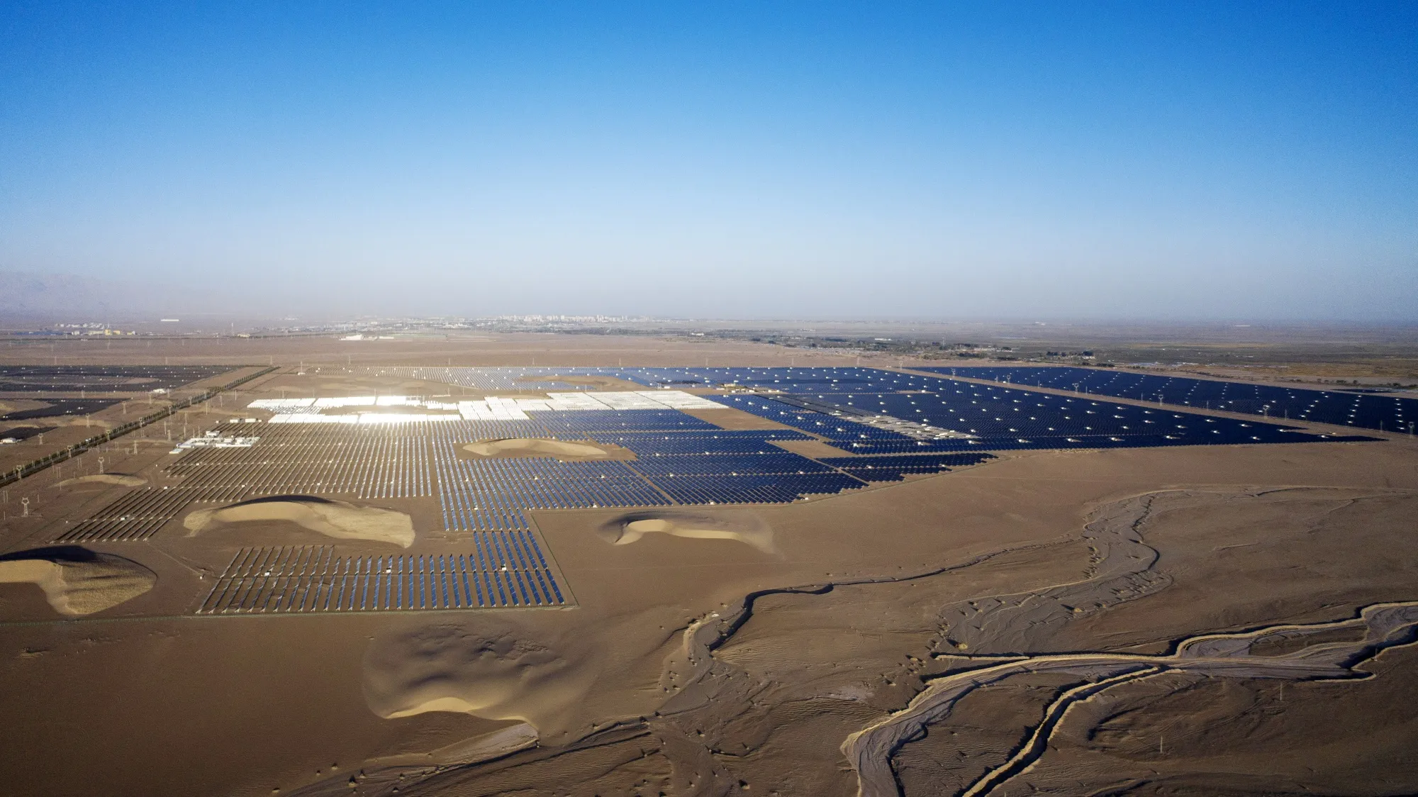 Photovoltaic modules at a solar power plant near Golmud, Qinghai province, China.