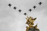 A fly-past over the Queen Victoria Memorial.
