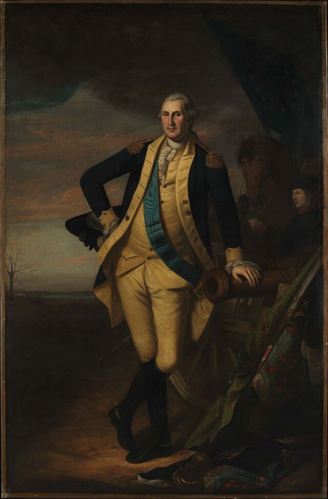 A portrait of George Washington after the Battle of Trenton, painted by Charles Willson Peale around 1779–81.