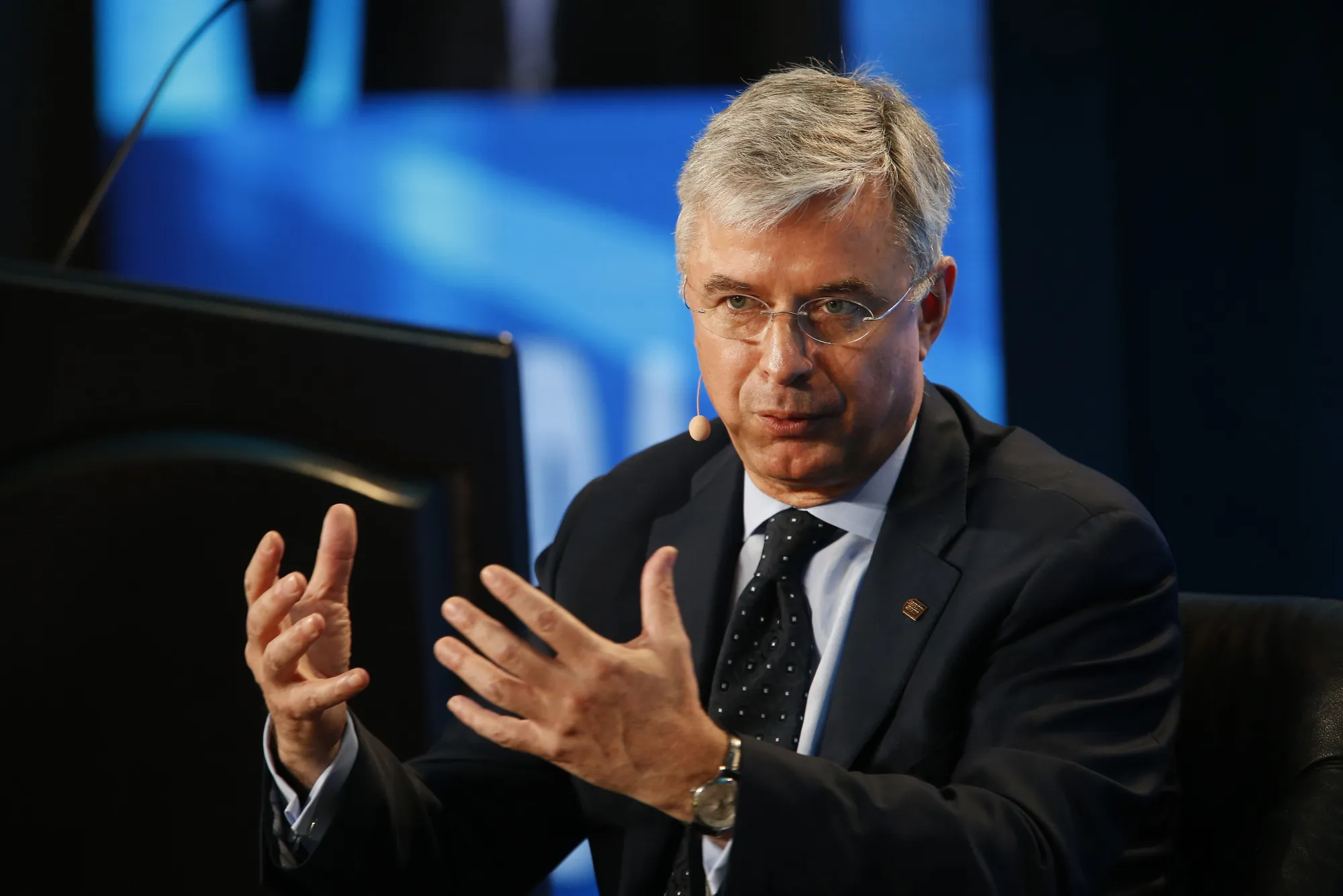 Hubert Joly speaks during the annual Milken Institute Global Conference in Beverly Hills, California, on May 4, 2016.&nbsp;