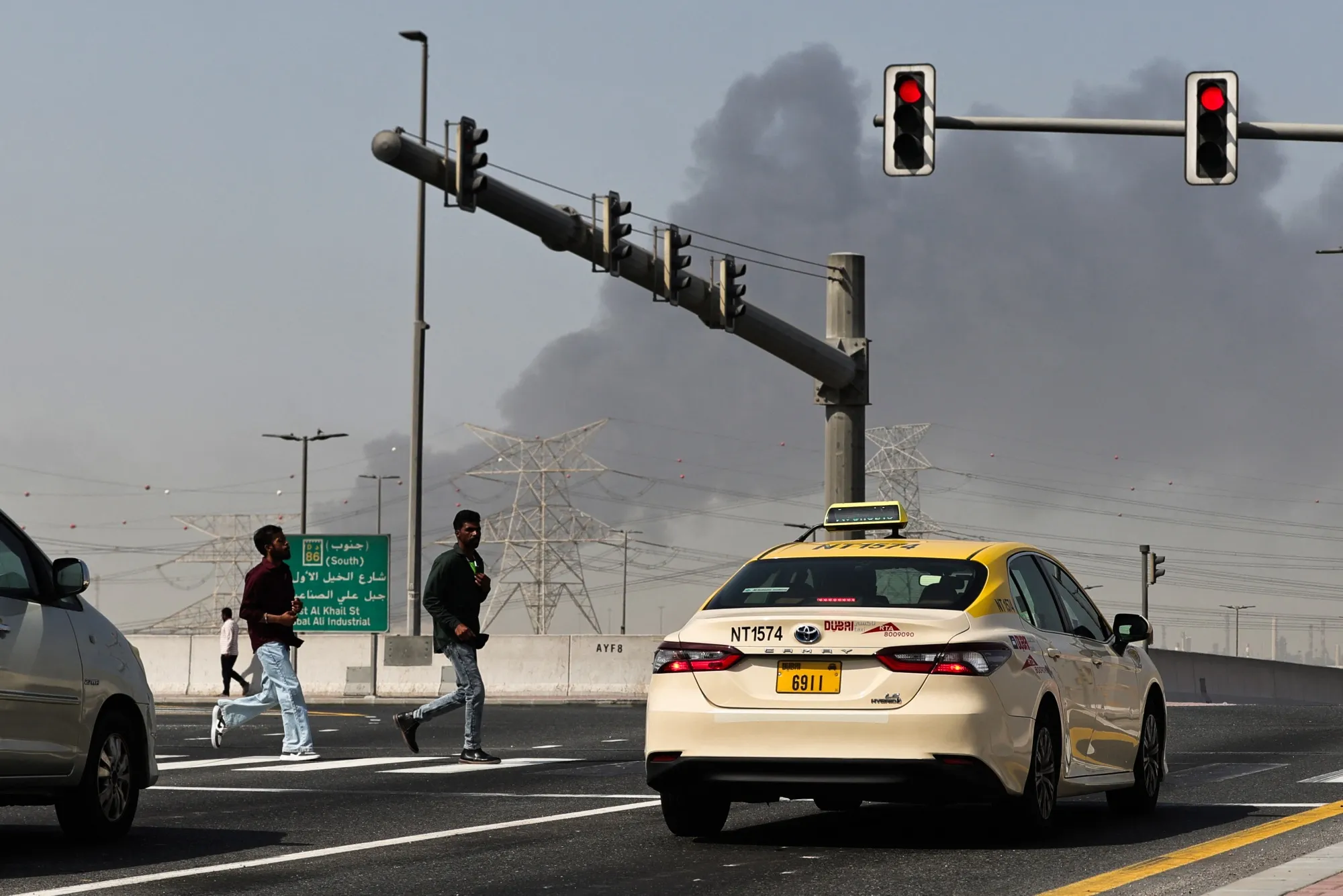 The site of an Iranian strike in Dubai on March 1.
