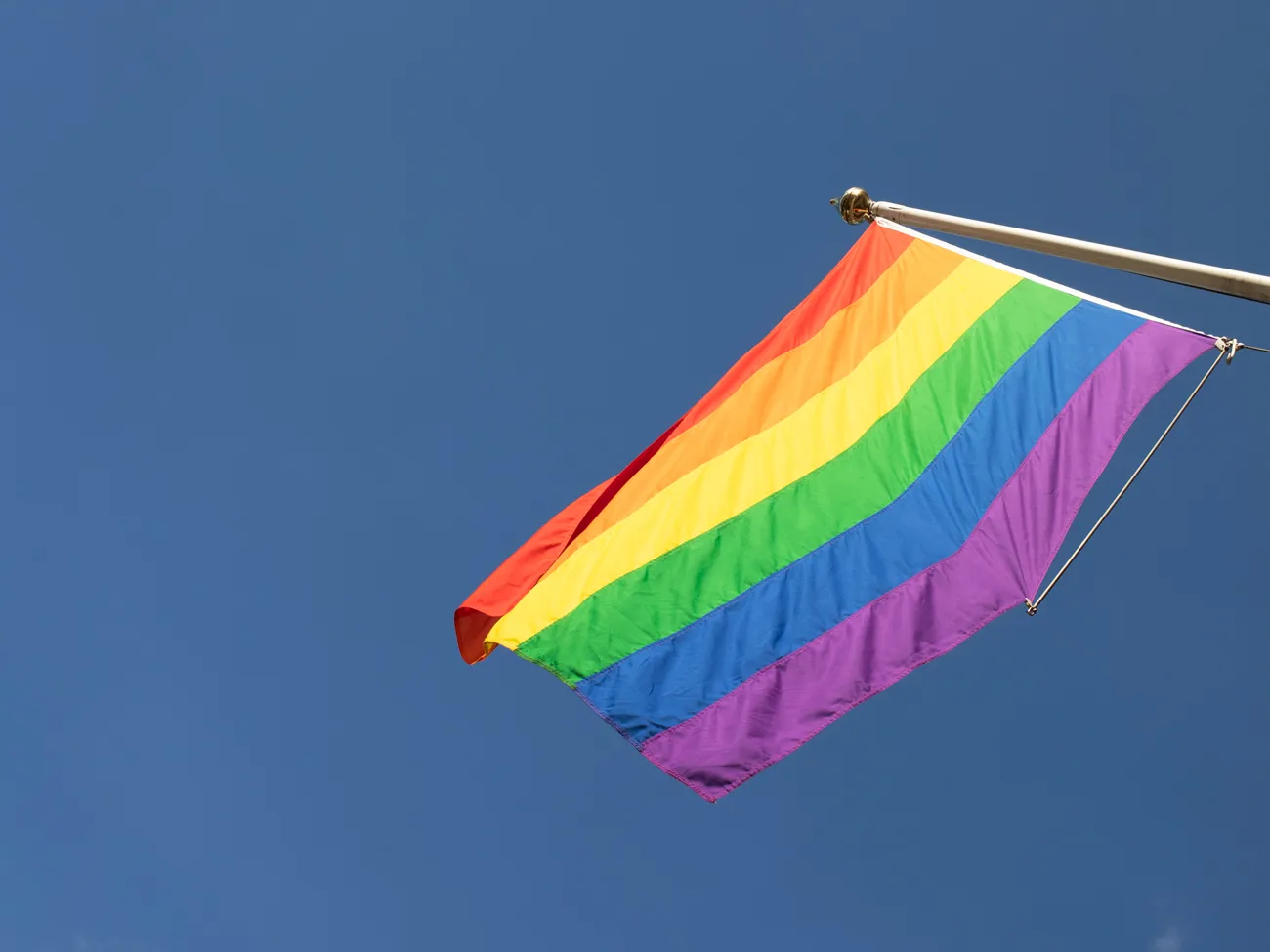 Rainbow flag of the Pride movement in London, United Kingdom. The rainbow flag, commonly the gay pride flag and sometimes the LGBT pride flag, is a symbol of lesbian, gay, bisexual, and transgender (LGBT) pride and LGBT social movements. It has been in use since the 1970s. (photo by Mike Kemp/In PIctures via Getty Images)