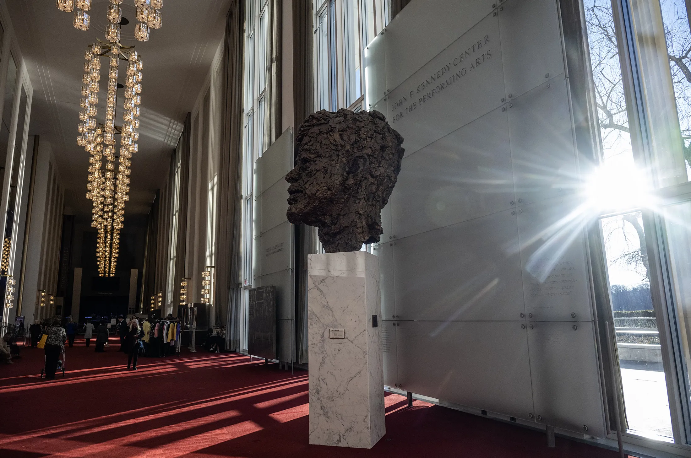 A bust of John F Kennedy&nbsp;inside the John F. Kennedy Center for the Performing Arts in Washington.