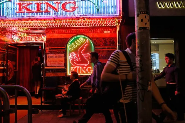 The scene outside a nightclub in Hong Kong’s Wan Chai district