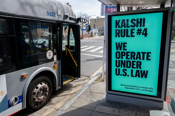 A Kalshi advertisement at a bus stop in Washington on March 19
