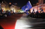 Pro Europe protesters at Plac Zamkowy, in Warsaw, on Oct.&nbsp;10.