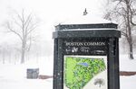 A map of Boston Common during a snow storm in Boston.