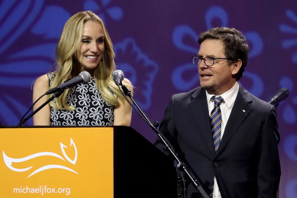 Actors Tracy Pollan and Michael J. Fox at a fundraiser last year. The foundation spends what it raises —&nbsp;no squirreling away for an endowment.