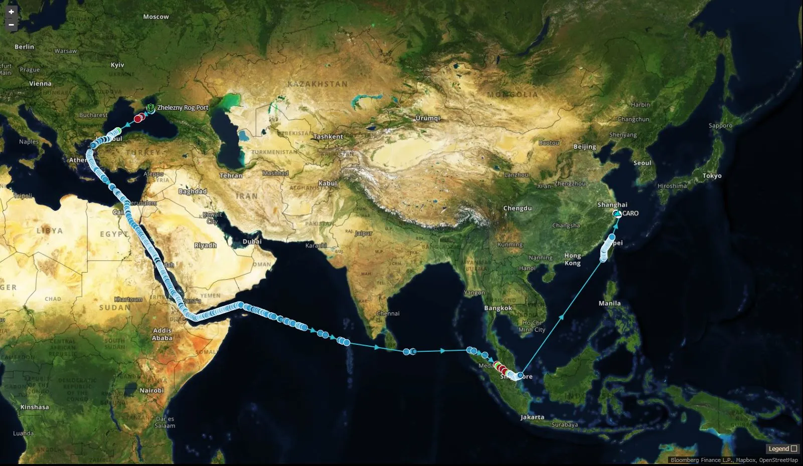Bulk carrier Caro shipped Kazakh coal from a Russian black sea port to China’s Zhejiang