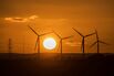 Wind turbines in East Sussex, UK.