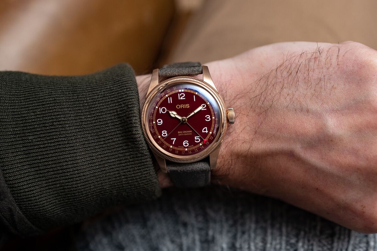 Oris big crown pointer date burgundy best sale