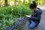 A young visitor at the New York Botanical Garden's Everett Children’s Adventure Garden.