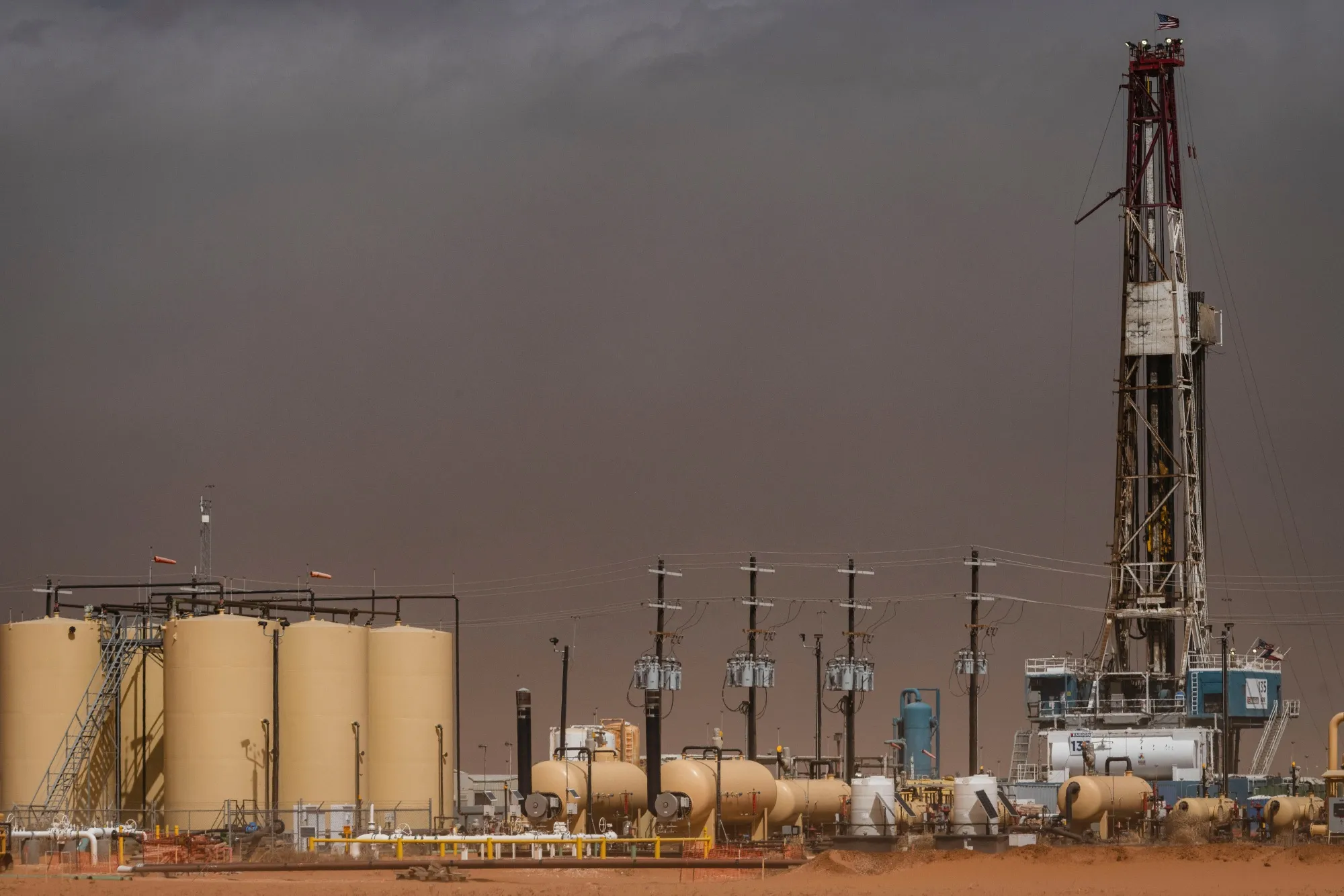 An Exxon Mobil Corp. oil drilling rig near Stanton, Texas.