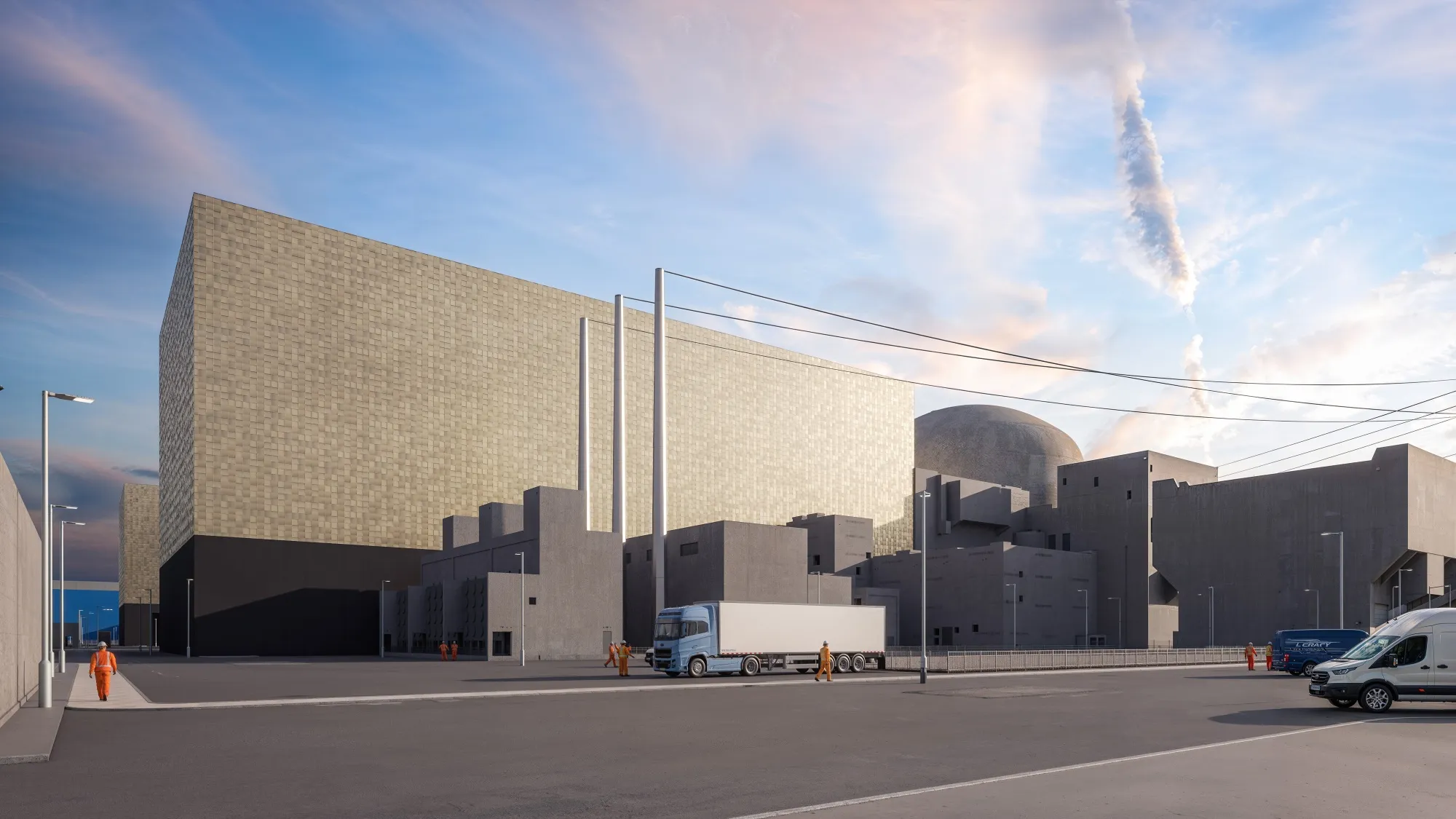 An illustration of the proposed Sizewell C nuclear power plant.