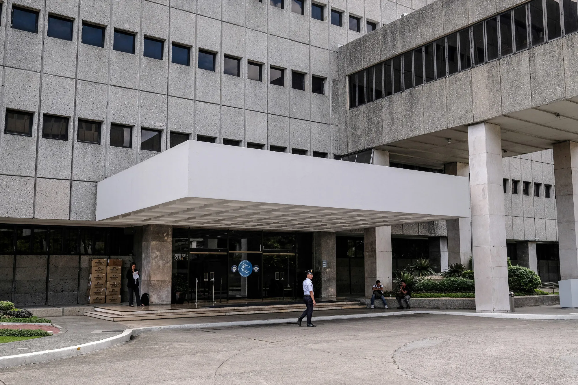 The entrance to Bangko Sentral ng Pilipinas' headquarters building in Manila, the Philippines.