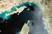 Satellite view of Strait of Hormuz