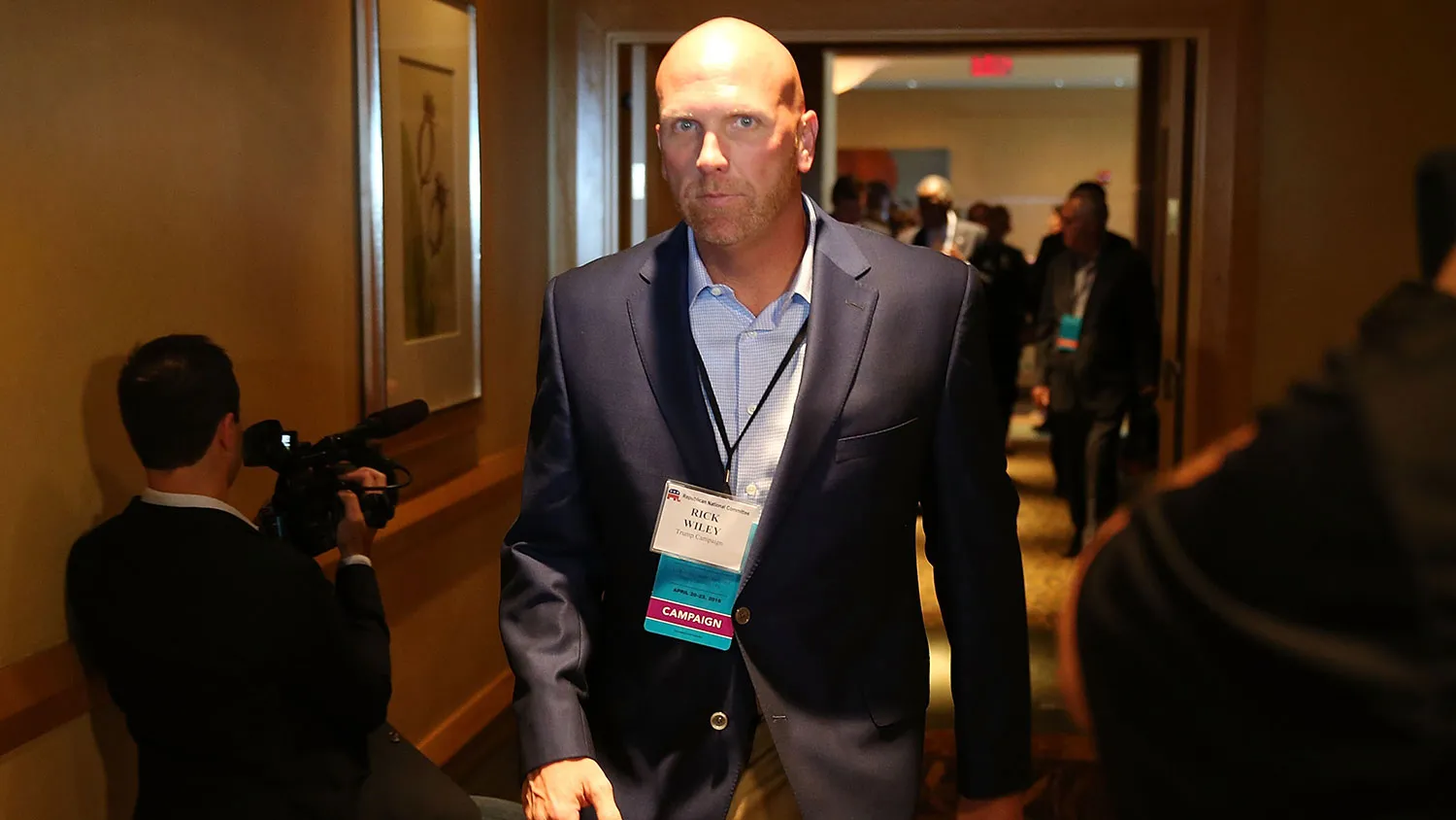 Donald Trump aide Rick Wiley arrives for a Trump for President reception during the Republican National Committee spring meeting on April 21, 2016, in Hollywood, Florida.
