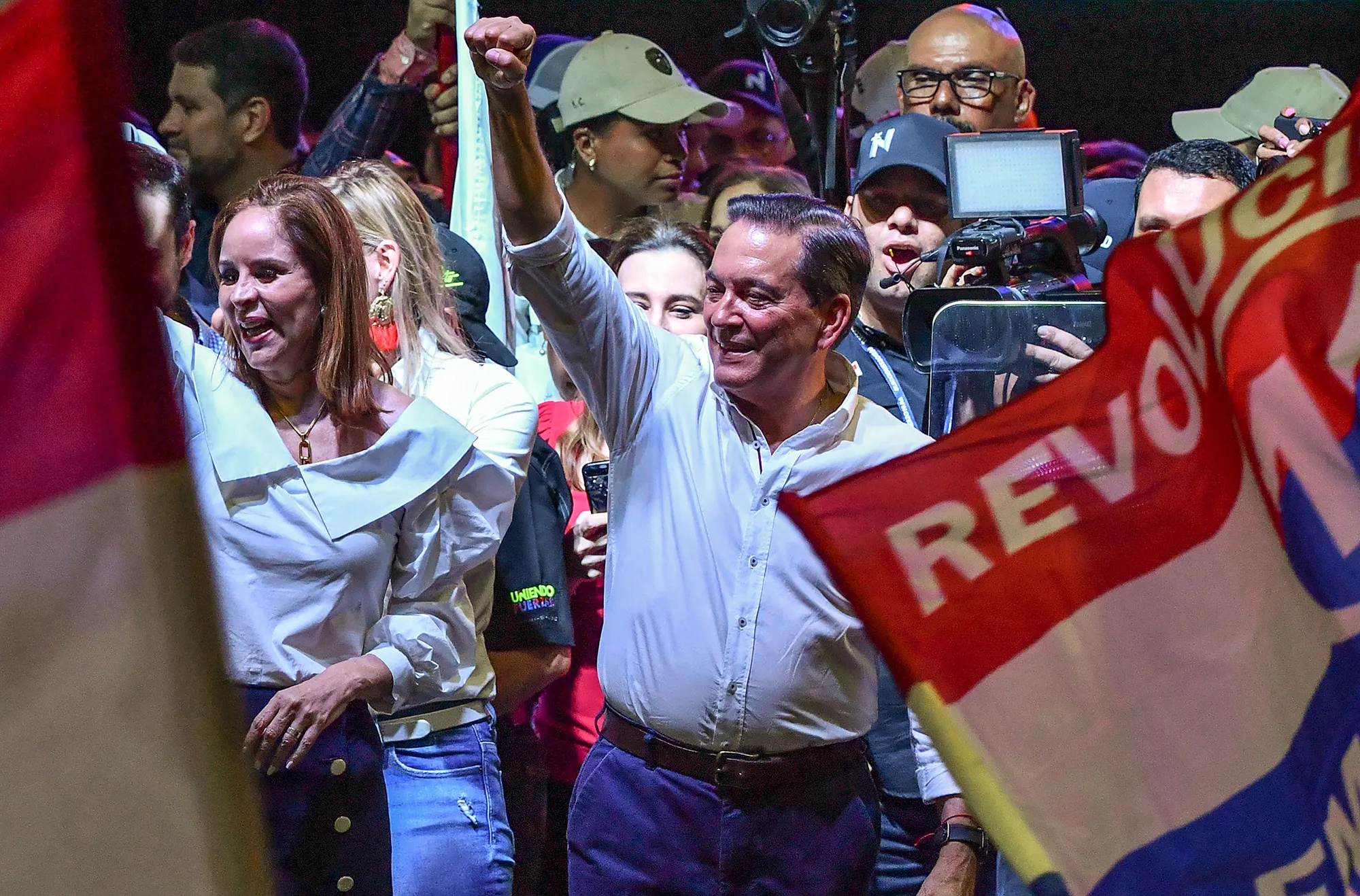 Laurentino Cortizo&nbsp;celebrates&nbsp;in Panama City on May 5, 2019.