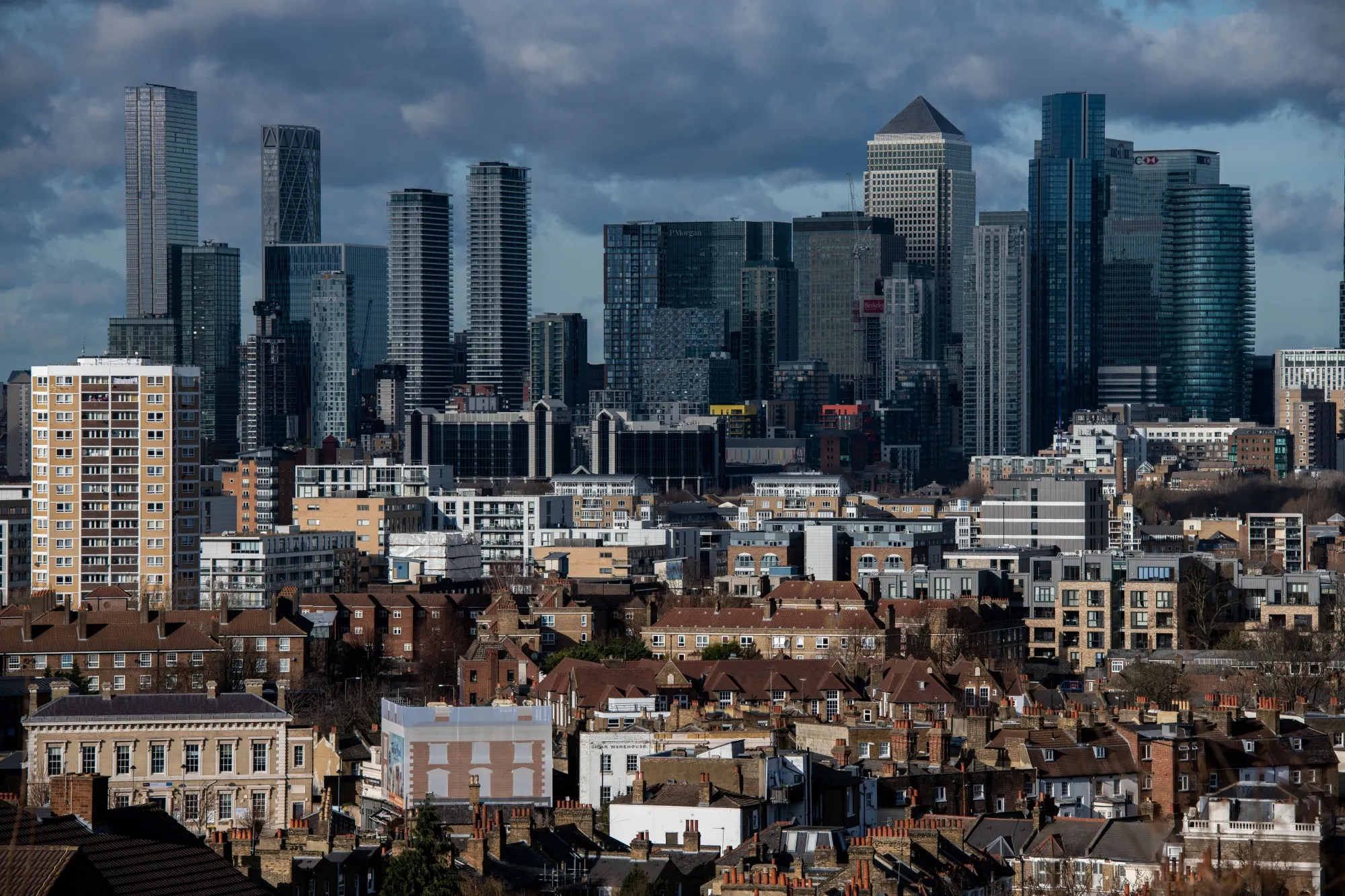 Skyscrapers in the Canary Wharf&nbsp;district in London&nbsp;on Feb. 1.