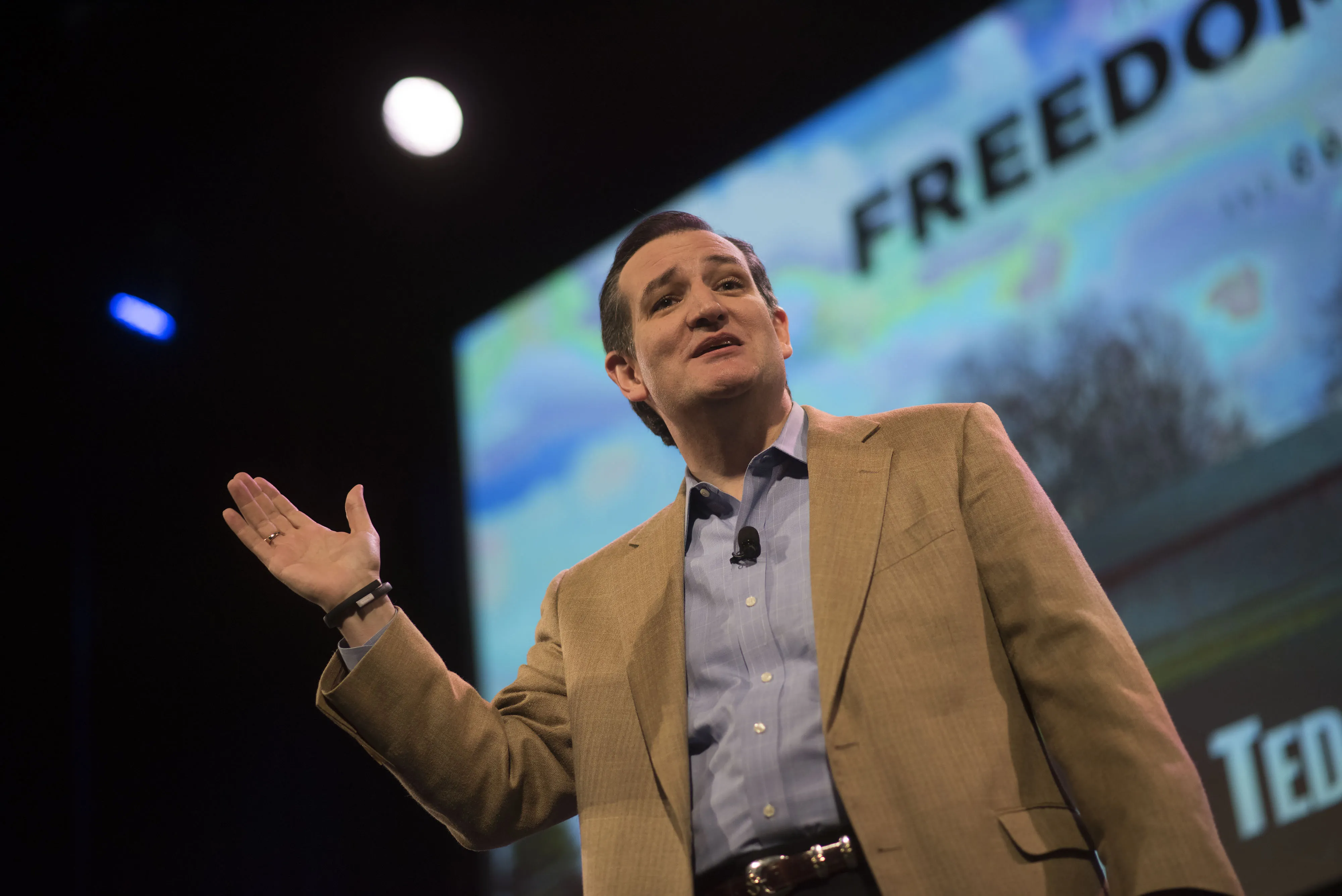 Senator Ted Cruz, a Republican from Texas, speaks during the Iowa Freedom Summit in Des Moines, Iowa, U.S., on Saturday, Jan. 24, 2015. The summit will focus on how to get America back on track by emphasizing core conservative principles of pro-growth economics, social conservatism, and a strong national defense.
